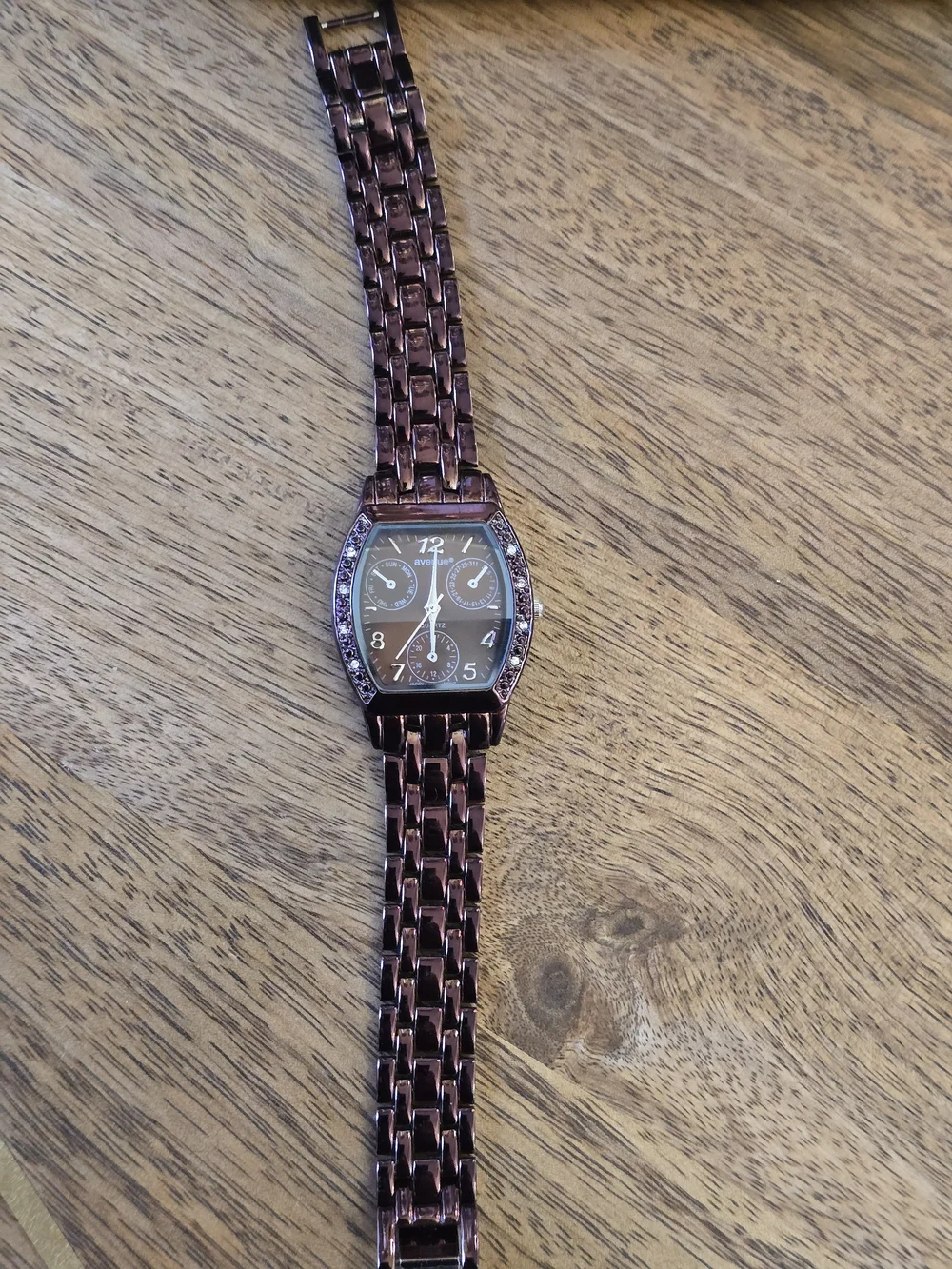 Avenue Men’s Brown Crystal Accent Bracelet Watch